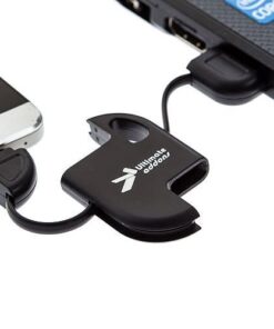 Keychain charging cable with USB and Micro USB plug