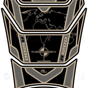 BMW R1200GS Adventure BLACK DAKAR WORLD MAP Tank Pad Protector 2013—16--3D Gel