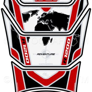 BMW R1200GS Adventure WHITE/RED DAKAR Tank Pad Protector 2013—16--3D Gel