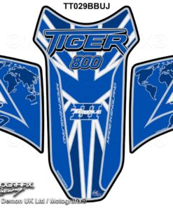 Triumph Tiger 800 2010 - 17 Blue White Motorcycle Tank Pad Protector Motografix 3D Gel TT029BBUJ