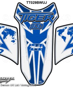 Triumph Tiger 800 2010 - 17 Blue White Motorcycle Tank Pad Protector Motografix 3D Gel TT029BWUJ