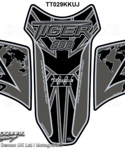 Triumph Tiger 800 2010 - 17 Black Grey Motorcycle Tank Pad Protector Motografix 3D Gel TT029KKUJ