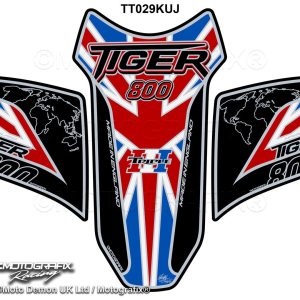 Triumph Tiger 800 2010 - 17 Black Red Motorcycle Tank Pad Protector Motografix 3D Gel TT029KUJ