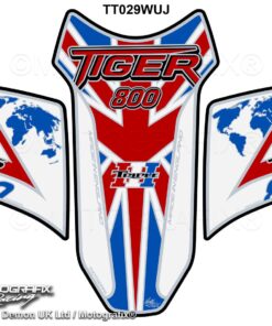 Triumph Tiger 800 2010 - 17 White Red Motorcycle Tank Pad Protector Motografix 3D Gel TT029WUJ