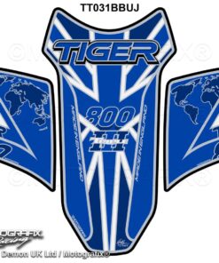 Triumph Tiger 800 2018 Blue White Motorcycle Tank Pad Protector Motografix 3D Gel TT031BBUJ
