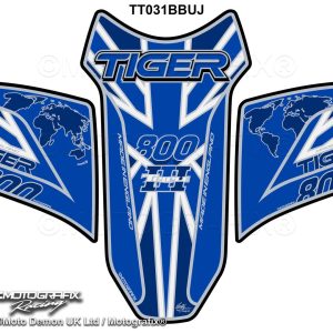 Triumph Tiger 800 2018 Blue White Motorcycle Tank Pad Protector Motografix 3D Gel TT031BBUJ