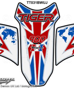 Triumph Tiger 800 2018 White UJ Motorcycle Tank Pad Protector Motografix 3D Gel TT031BWUJ