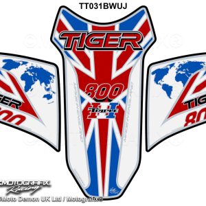 Triumph Tiger 800 2018 White UJ Motorcycle Tank Pad Protector Motografix 3D Gel TT031BWUJ