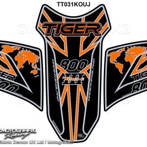 Triumph Tiger 800 2018 Black Orange Motorcycle Tank Pad Protector Motografix 3D Gel TT031KOUJ