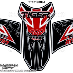 Triumph Tiger 800 2018 Black Red Motorcycle Tank Pad Protector Motografix 3D Gel TT031KRUJ