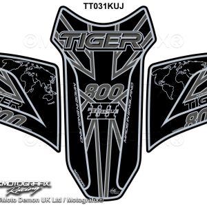 Triumph Tiger 800 2018 Black Grey Motorcycle Tank Pad Protector Motografix 3D Gel TT031KUJ