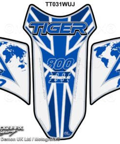 Triumph Tiger 800 2018 White Blue Motorcycle Tank Pad Protector Motografix 3D Gel TT031WUJ