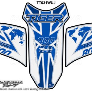 Triumph Tiger 800 2018 White Blue Motorcycle Tank Pad Protector Motografix 3D Gel TT031WUJ